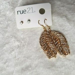 2 sets of Gold colored Rue 21 Earrings